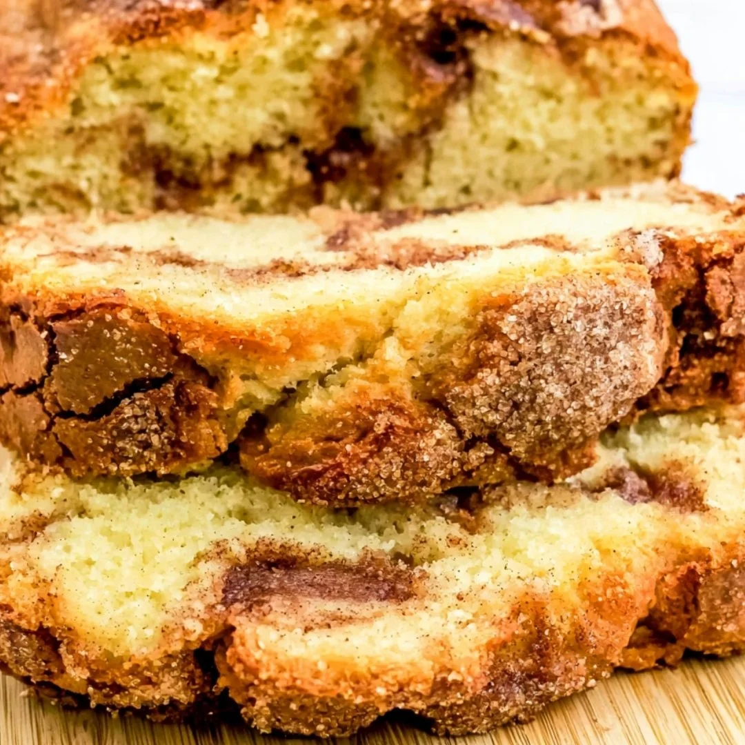 Deliciously baked Amish Cinnamon Bread with a sweet cinnamon swirl