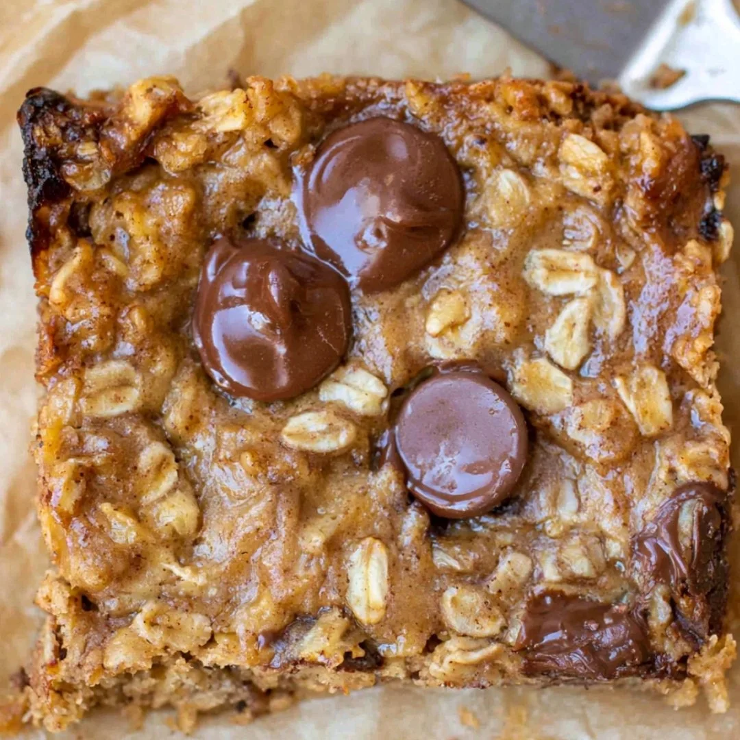 Cozy banana oatmeal bars baked with ripe bananas and oats