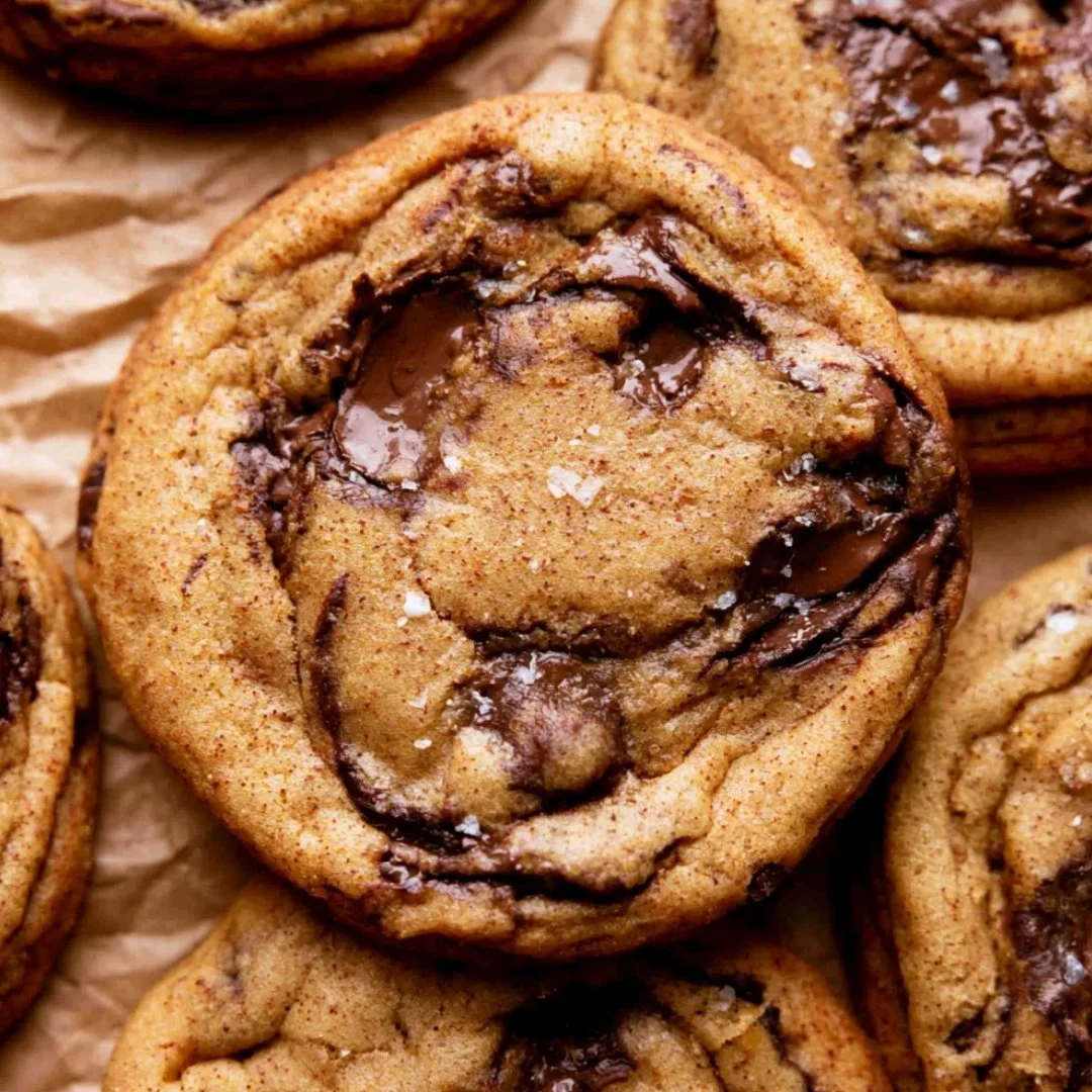Cozy chewy pumpkin chocolate chip cookies fresh out of the oven