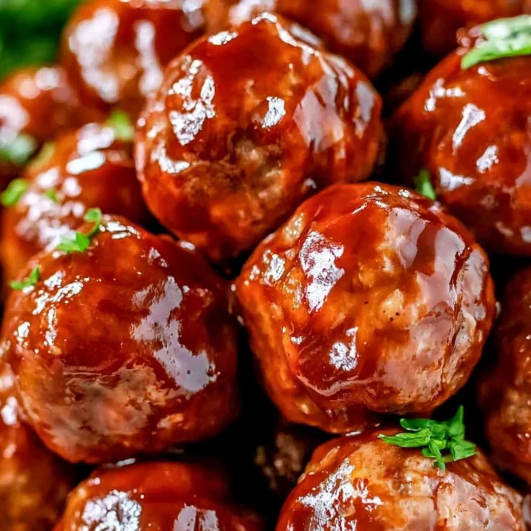 Delicious Honey BBQ Meatballs cooked in a Crockpot.